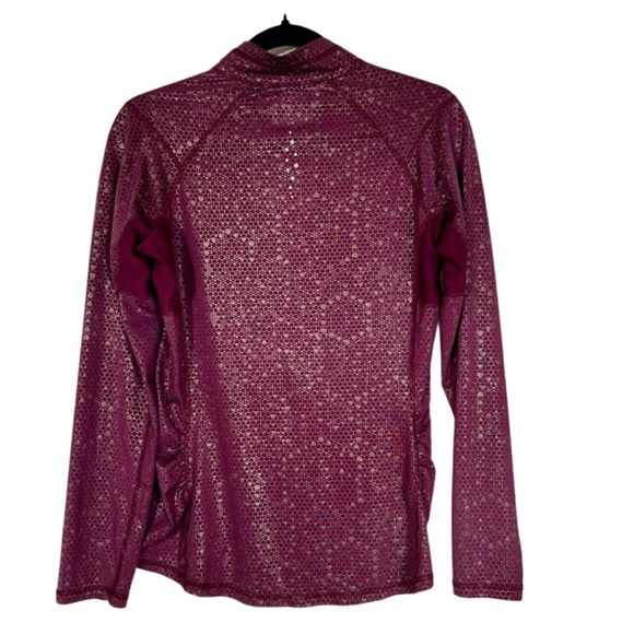 Lija Tennis Burgundy Patterned Long Sleeve Quarter- Zip Pullover - Medium - Picture 2 of 8